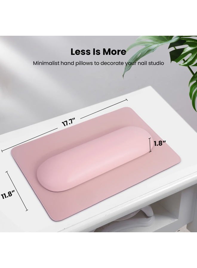 Merterfly Nail Arm Rest Pillow and Mat Luxury Salon Manicure Armrest Cushion Nail Art Hand Holder Manicure Hand rest Cushion Pad Tool for Nail Tech Manicurist (With Mat, Pink) - Image 3