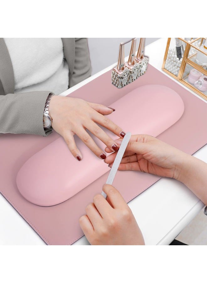 Merterfly Nail Arm Rest Pillow and Mat Luxury Salon Manicure Armrest Cushion Nail Art Hand Holder Manicure Hand rest Cushion Pad Tool for Nail Tech Manicurist (With Mat, Pink) - Image 4
