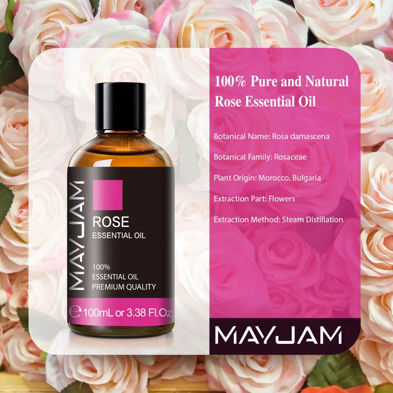 MAYJAM Rose Essential Oil, MAYJAM Premium Pure Essential Oils for Diffusers for Home, 3.38FL.OZ Large Volume Rose Oil for Soap Candle Making Massage - Image 3