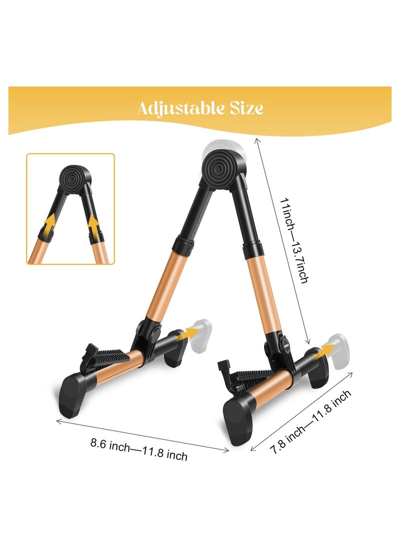 KASTWAVE Guitar Stand, Adjustable Guitar Stand, Folding Frame Holder For Electric Guitar Ukulele Bass Instrument Stand Guitar Parts Accessories, For Acoustic Electric Classical Guitar (Golden)  - Image 2