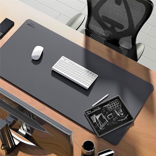 V-CUBE Designs Premium Vegan Leather Desk Mat 90X45cm 2.4mm Thick&Padded|Laptop Mat/Extended Mouse Pad/Stitched, Reversible, Sturdy Deskspread | High Tear/Peel Strength|Anti-Slip,Splash-Proof| Grey - Image 5