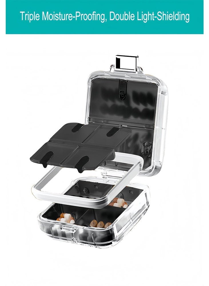 دي إم جي تك منظم أقراص 7 أيام، حقيبة أسبوعية متنقلة للأقراص مع فواصل مقاومة للرطوبة والضوء، منظم فيتامينات يومي لرحلات السفر، حجم صندوق مضغوط - Image 4