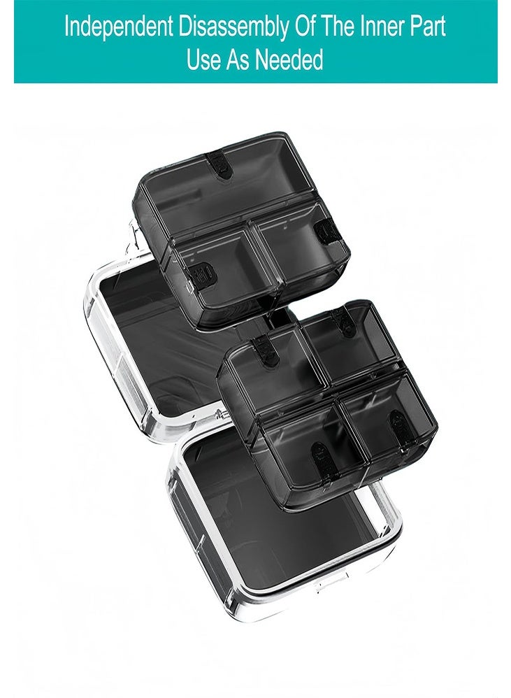 دي إم جي تك منظم أقراص 7 أيام، حقيبة أسبوعية متنقلة للأقراص مع فواصل مقاومة للرطوبة والضوء، منظم فيتامينات يومي لرحلات السفر، حجم صندوق مضغوط - Image 3