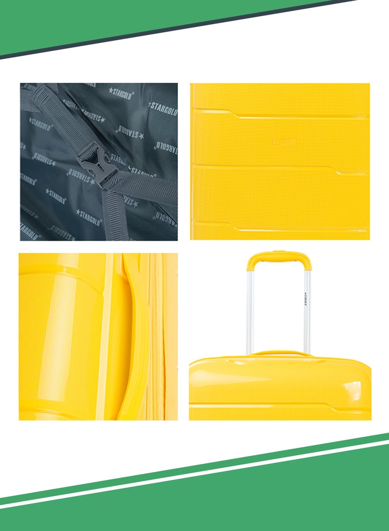 ستارجولد طقم حقائب سفر بعجلات 3 قطع PP حقيبة جانبية صلبة بعجلات دوارة 360 درجة مع قفل TSA - Image 4