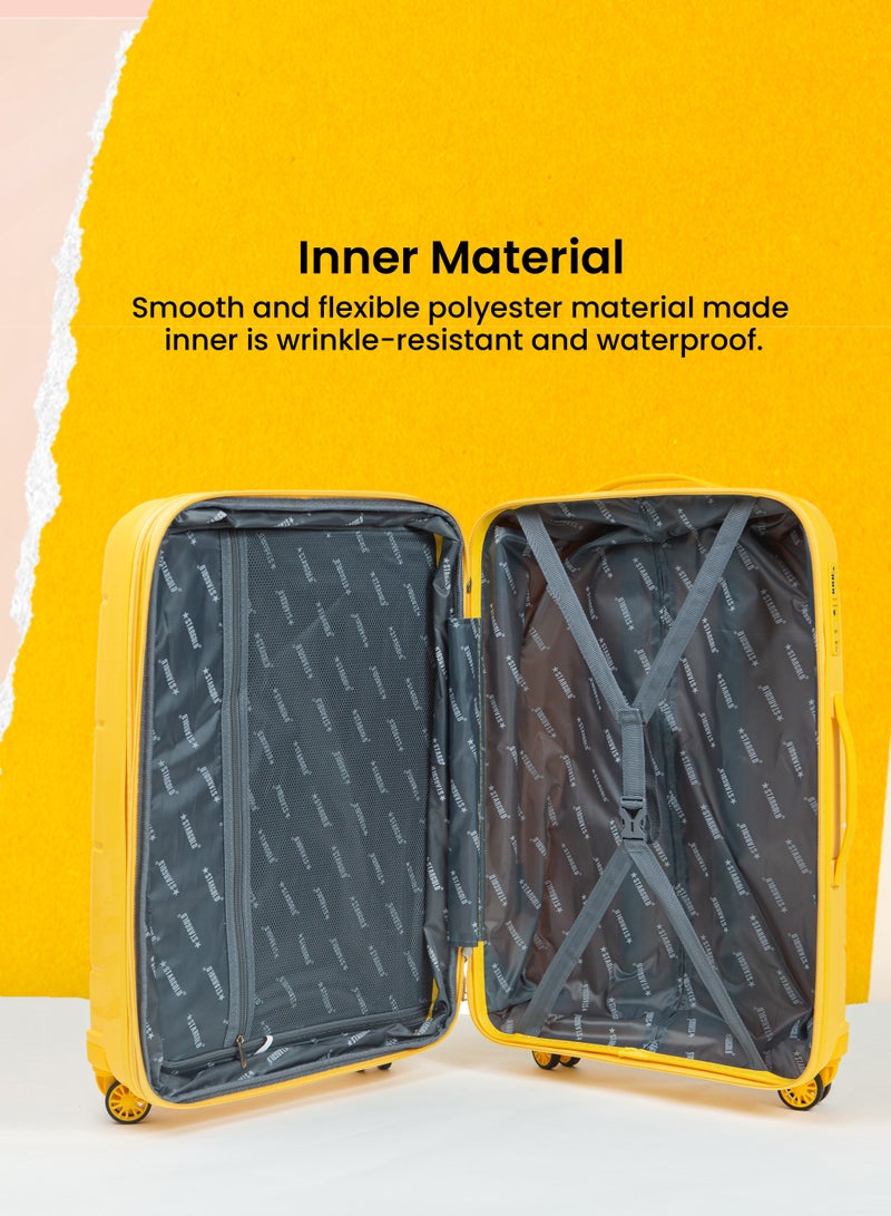 ستارجولد طقم حقائب سفر بعجلات 3 قطع PP حقيبة جانبية صلبة بعجلات دوارة 360 درجة مع قفل TSA - Image 5