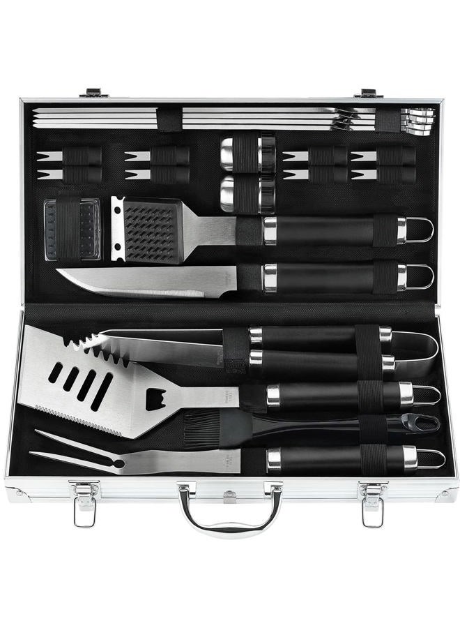 POLIGO 22PCS Heavy Duty BBQ Grill Accessories Set, Non-Slip Grill Tools for Outdoor Grill Set Thicker Stainless Steel Grill Utensils Set, Deluxe Grilling Set with Aluminum Case Ideal Gifts for Men Dad - Image 1