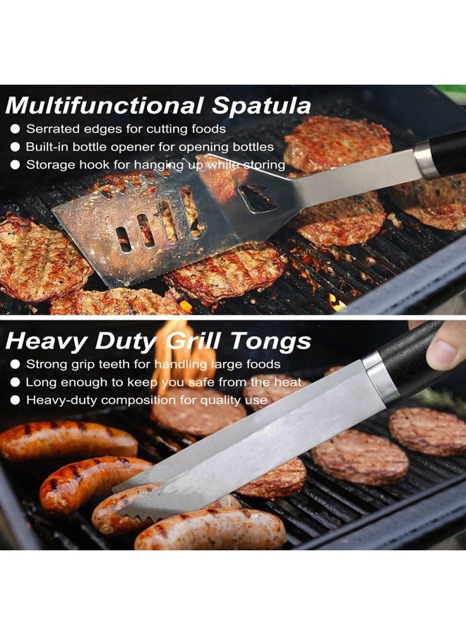 POLIGO 22PCS Heavy Duty BBQ Grill Accessories Set, Non-Slip Grill Tools for Outdoor Grill Set Thicker Stainless Steel Grill Utensils Set, Deluxe Grilling Set with Aluminum Case Ideal Gifts for Men Dad - Image 4