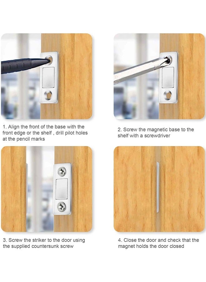 4 Pack Magnetic Door Catch, Ultra Thin Cabinet Magnets Stainless Steel Cabinet Door Magnetic Catch, Adhesive Cabinet Door Magnets for Kitchen Closet Drawer Magnetic Cabinet Latch - Image 5