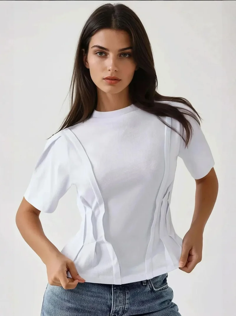 هيكاب تيشيرت بياقة دائرية بقصة ضيقة