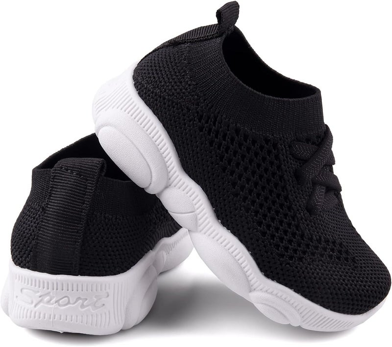 Charrost Baby First Walking Shoes for Toddlers - Breathable Slip-On Sneakers (Black) - Image 1