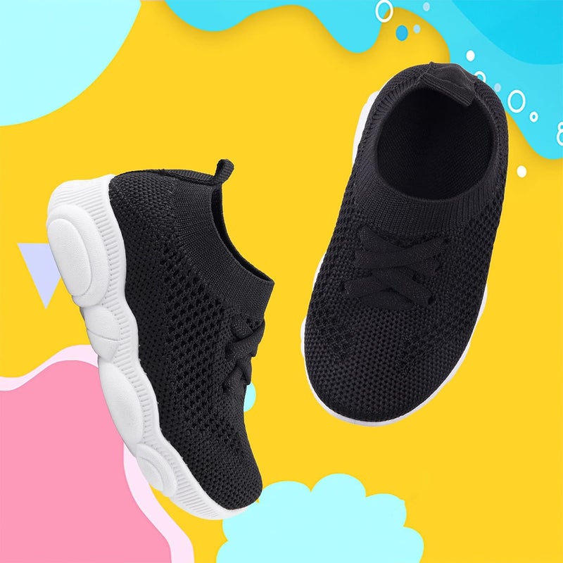 Charrost Baby First Walking Shoes for Toddlers - Breathable Slip-On Sneakers (Black) - Image 4