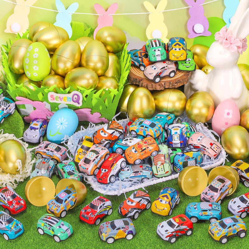 SevenQ Toy Cars Easter Basket Stuffers 24 Pcs, Prefilled Easter Egg Fillers Race Car Party Favors for Kids Birthday Goodie Bag Treasure Box Toys for Classroom Treat Prizes Pinata Egg Hunt Supplies - Image 2