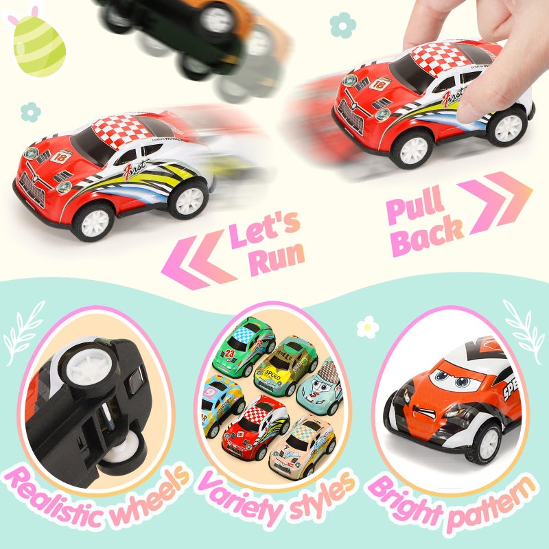 SevenQ Toy Cars Easter Basket Stuffers 24 Pcs, Prefilled Easter Egg Fillers Race Car Party Favors for Kids Birthday Goodie Bag Treasure Box Toys for Classroom Treat Prizes Pinata Egg Hunt Supplies - Image 5
