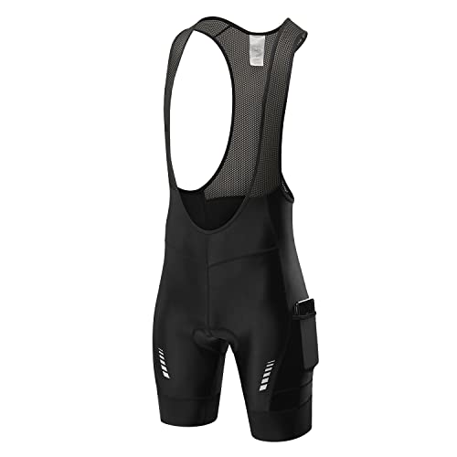 qualidyne Men's Cycling Bib Shorts with Pockets, 4D Padded Road Bike Bib Biking Bicycle Shorts Black - Image 1