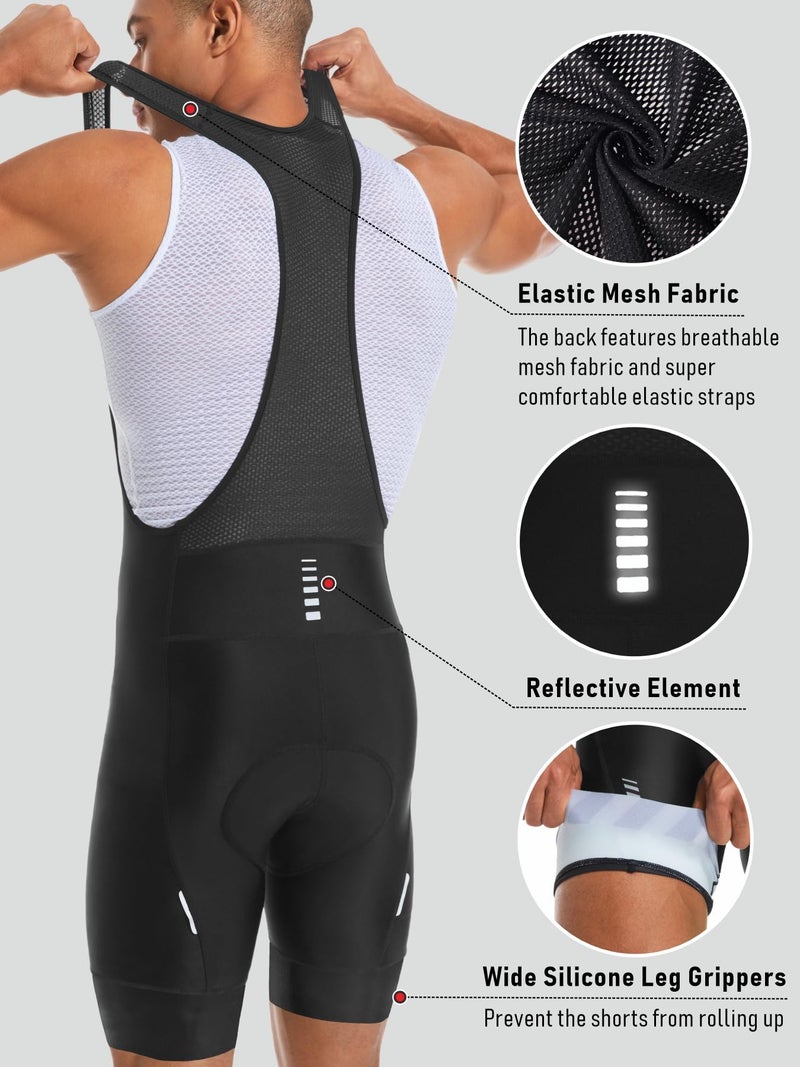qualidyne Men's Cycling Bib Shorts with Pockets, 4D Padded Road Bike Bib Biking Bicycle Shorts Black - Image 3
