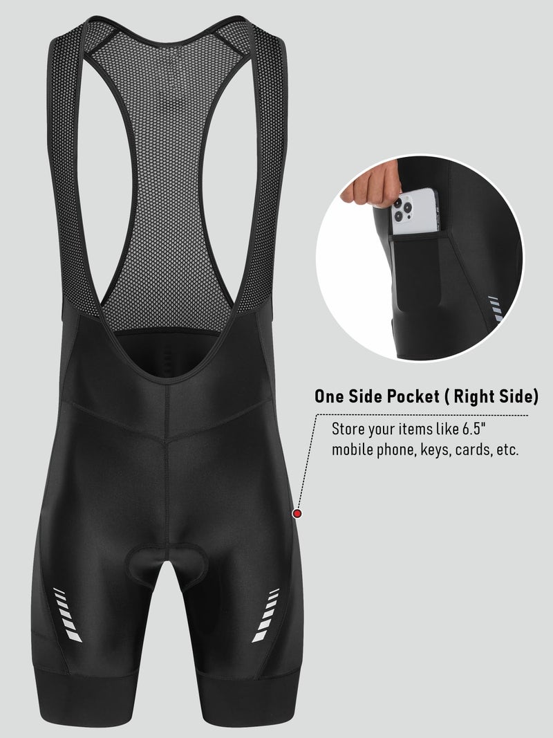 qualidyne Men's Cycling Bib Shorts with Pockets, 4D Padded Road Bike Bib Biking Bicycle Shorts Black - Image 2