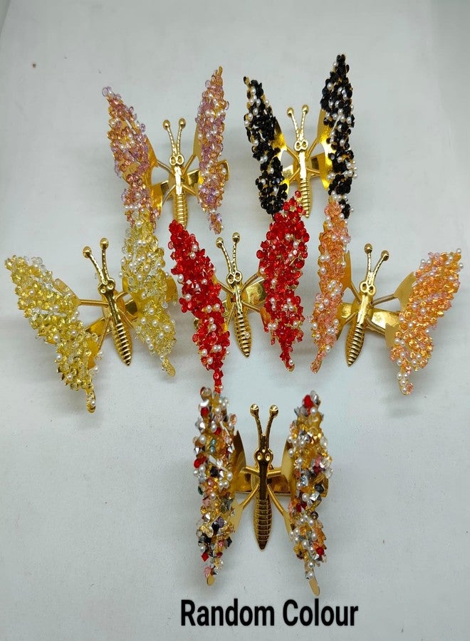 Combo of 3 Stylish & Trendy Fancy Hair Clip | Moving & Fluttering Butterfly Hair Clip + Butterfly & Flower Rhinestone Crystal Hair Barrette Clips Set for Women & Girls | Strong Grip Hair Clips for Daily, Wedding, Party & Everyday styling Hair Accessories (pack of 3) - Image 2