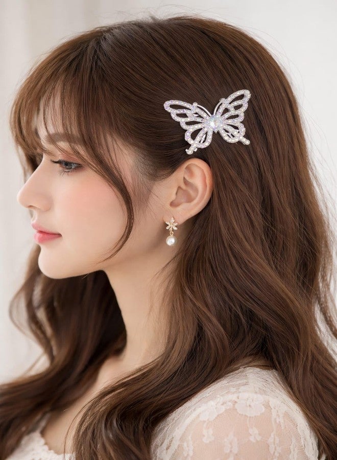 Combo of 3 Stylish & Trendy Fancy Hair Clip | Moving & Fluttering Butterfly Hair Clip + Butterfly & Flower Rhinestone Crystal Hair Barrette Clips Set for Women & Girls | Strong Grip Hair Clips for Daily, Wedding, Party & Everyday styling Hair Accessories (pack of 3) - Image 4