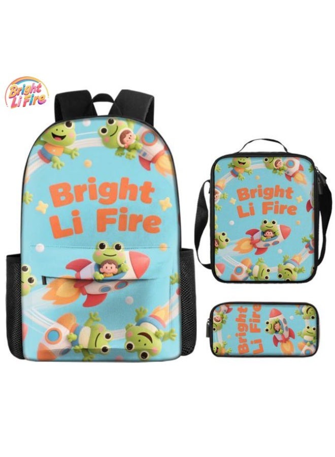 واضح من النار حقيبة كرتونية من ثلاث قطع، يسهل التعامل معها في مناسبات مختلفة (متوفرة للطلاب والأطفال والأصدقاء في النزهايات وتسلق الجبال والتعليم المدرسي وما إلى ذلك) | الكتفين + حقائب اليد + حقائب القرطاسية | موسم العودة إلى المدرسة / هدايا المهرجان - 28 - Image 1