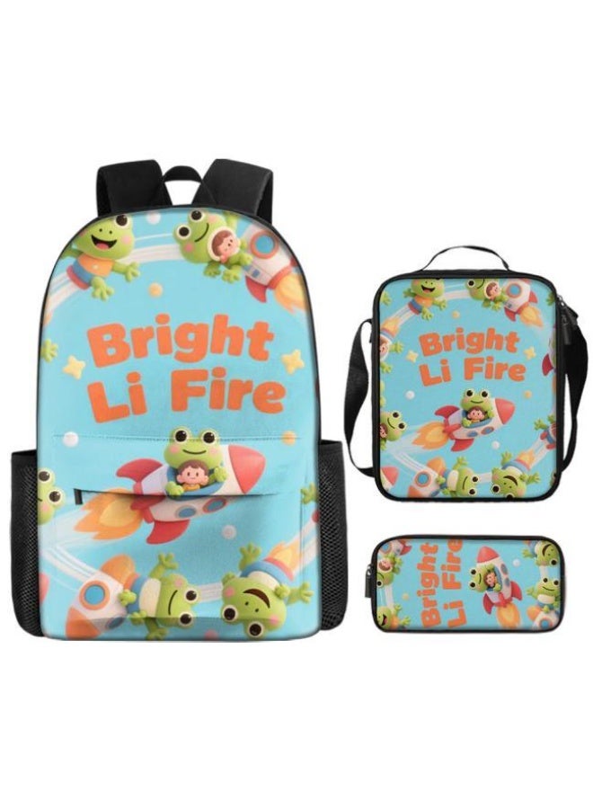 واضح من النار حقيبة كرتونية من ثلاث قطع، يسهل التعامل معها في مناسبات مختلفة (متوفرة للطلاب والأطفال والأصدقاء في النزهايات وتسلق الجبال والتعليم المدرسي وما إلى ذلك) | الكتفين + حقائب اليد + حقائب القرطاسية | موسم العودة إلى المدرسة / هدايا المهرجان - 28 - Image 2