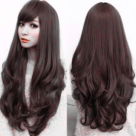 Artifice Artifice 26inch Stylish Straight Wavy Wig Hair Extension Wig Cap Brown With Blonde  - Image 1