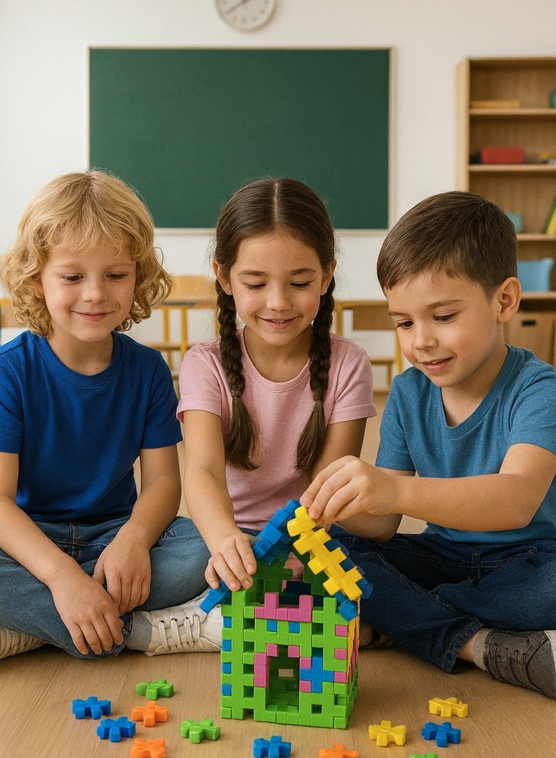 مجموعة مكعبات بناء منزل من ٥٨ قطعة للأطفال من سن ٣ سنوات فما فوق | مجموعة بناء تعليمية للأولاد والبنات | لعبة STEM إبداعية مع صندوق تخزين | مكعبات بناء آمنة وغير سامة، متوافقة مع العلامات التجارية الكبرى - Image 2