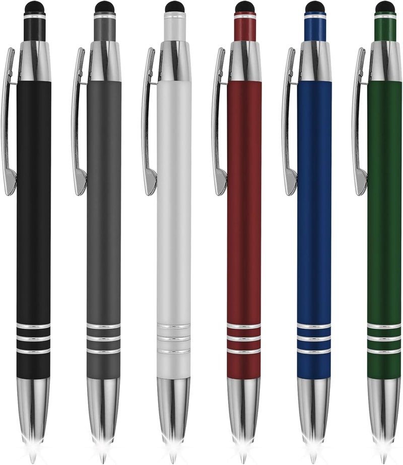 سيبين قلم Sypen 3 في 1 متعدد الوظائف بملمس ناعم ومزود بضوء، مناسب للطيارين والممرضات والأطباء وغيرهم. يحتوي على طرف مضيء، ويعمل كمصباح يدوي LED، بالإضافة إلى قلم رصاص ويأتي بألوان متعددة، وعبوة تحتوي على 6 أقلام. - Image 1