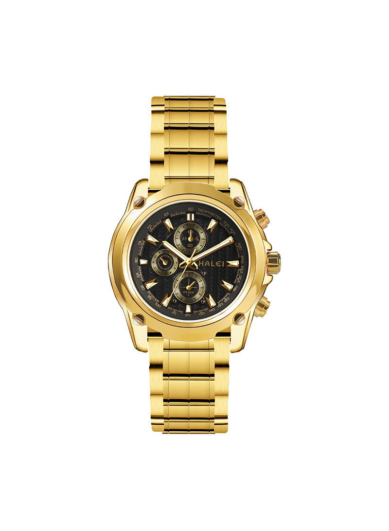 هالي ساعة HALEI Harley رجالية 3020M - 43مم ذهبي فولاذ صلب - مقاوم للماء والصدمات - كرونوغراف - كوارتز - Image 1