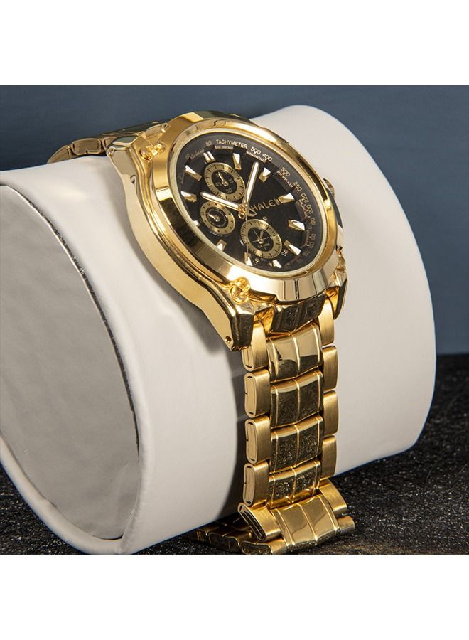 هالي ساعة HALEI Harley رجالية 3020M - 43مم ذهبي فولاذ صلب - مقاوم للماء والصدمات - كرونوغراف - كوارتز - Image 4