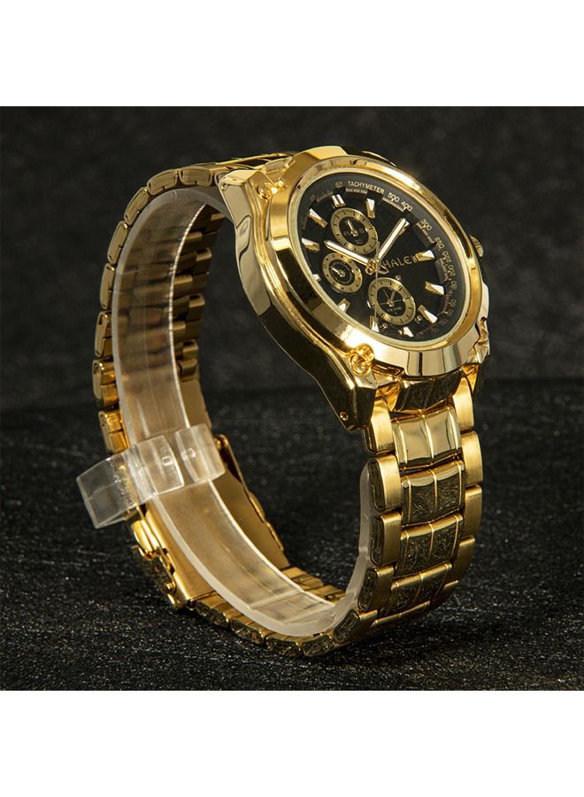 هالي ساعة HALEI Harley رجالية 3020M - 43مم ذهبي فولاذ صلب - مقاوم للماء والصدمات - كرونوغراف - كوارتز - Image 5