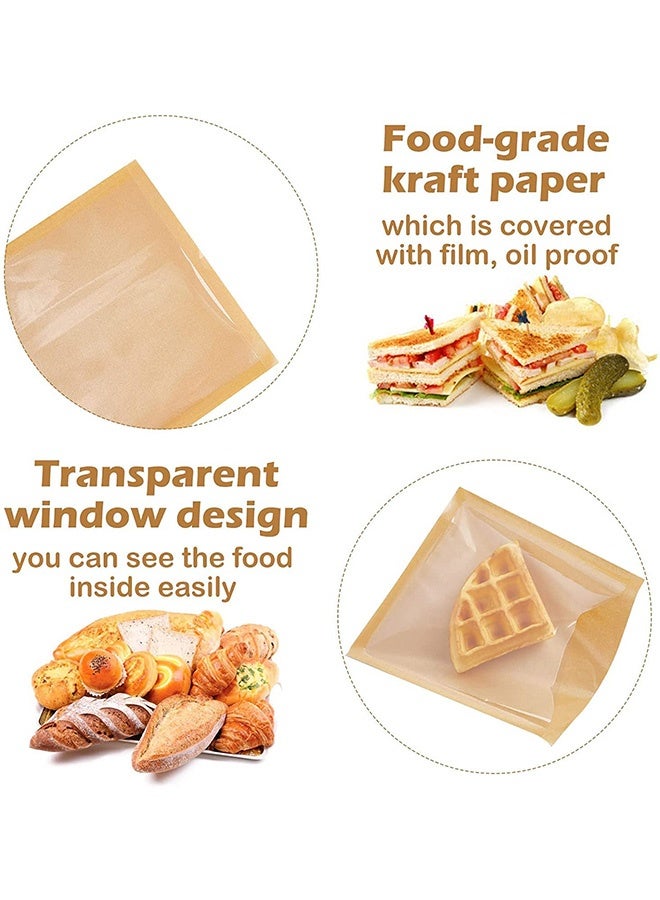 Peachjoy Heat-Sealable Bakery Bags, for Cookies and Pastries, 7.1x7.5 Inches Grease Resistant Brown Kraft Paper Food Bags - Donut Bags - Egg Sandwich Bags 100ct - Image 5