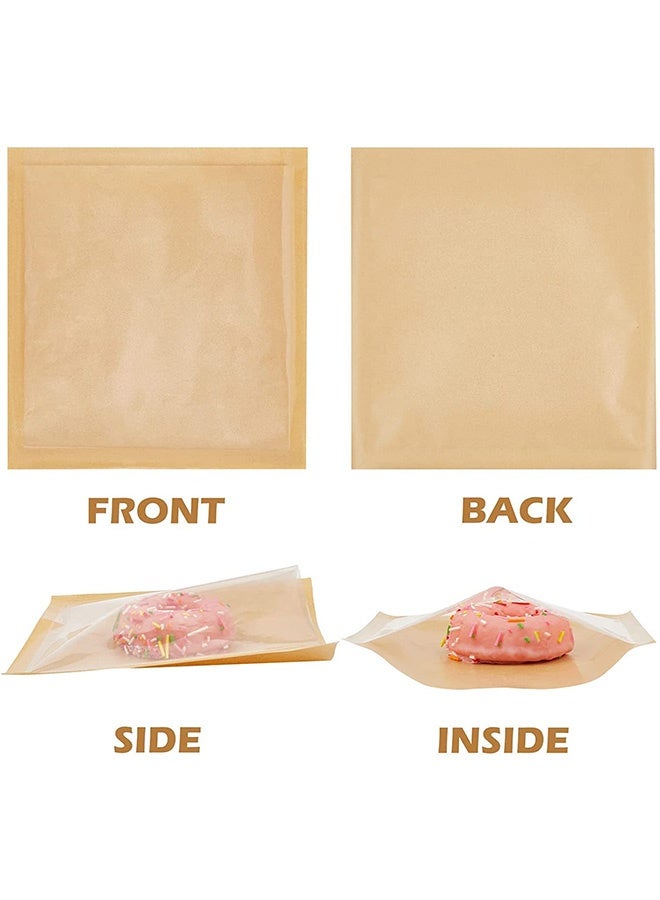 Peachjoy Heat-Sealable Bakery Bags, for Cookies and Pastries, 7.1x7.5 Inches Grease Resistant Brown Kraft Paper Food Bags - Donut Bags - Egg Sandwich Bags 100ct - Image 4