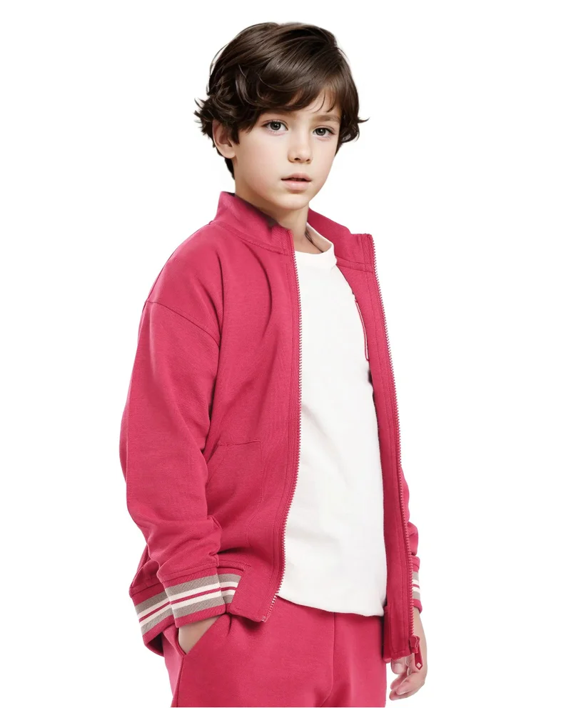 Rare Ones Rare Ones Kids Manttn Red Cotton Poly Full Sleeve Applique Jacket