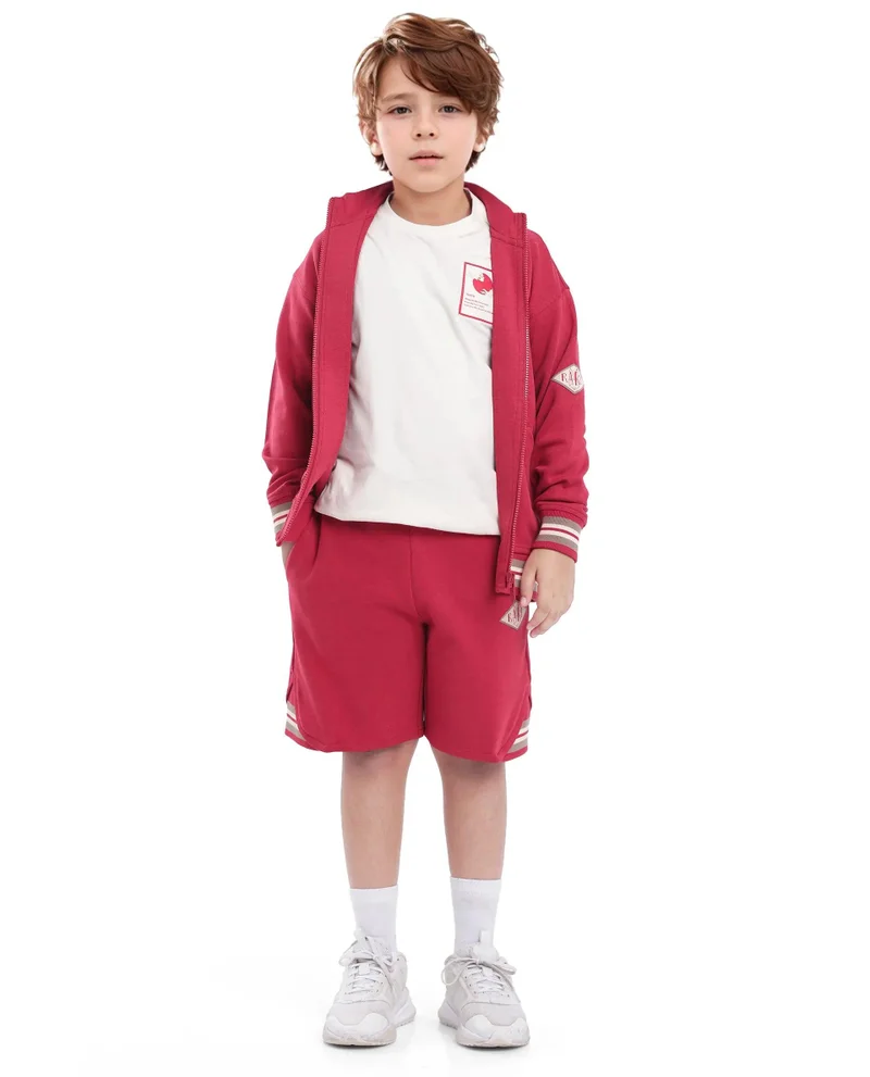 Rare Ones Rare Ones Kids Manttn Red Cotton Poly Full Sleeve Applique Jacket