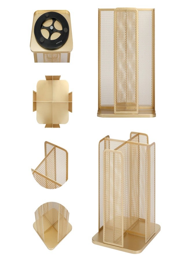 Annova Paper/Plastic Cup and Lid Holder Plastic Storage Organizer, 360°Rotating Coffee Mup Dispenser with 4 Compartments, Multifunctional Storage Rack for Home, Office, Bar, Coffee Shop (Gold) - Image 3