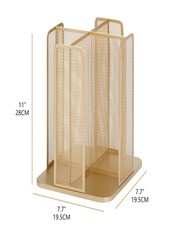 Annova Paper/Plastic Cup and Lid Holder Plastic Storage Organizer, 360°Rotating Coffee Mup Dispenser with 4 Compartments, Multifunctional Storage Rack for Home, Office, Bar, Coffee Shop (Gold) - Image 2