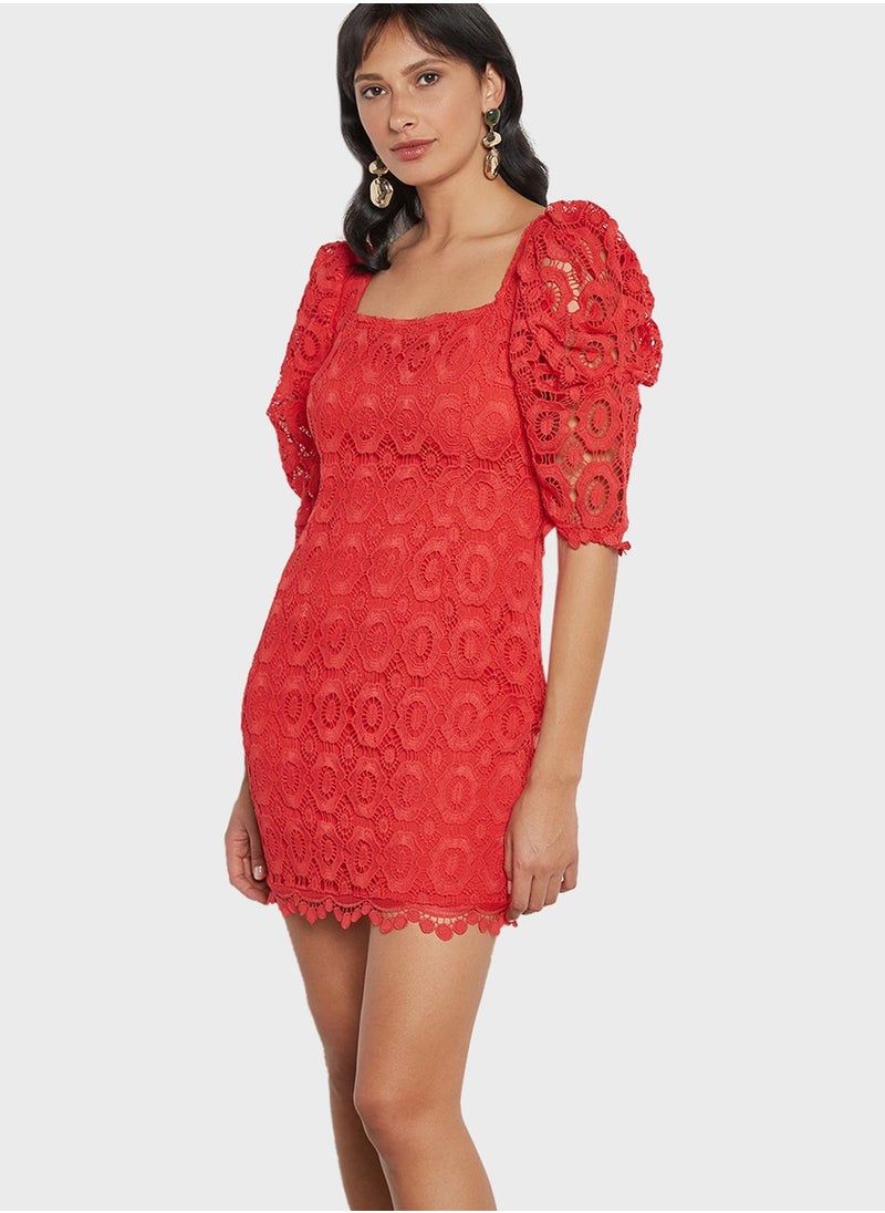 Puff Sleeve Lace Dress - pzsku/Z0BECDEFE516CED258EEEZ/45/_/1698977803/053c333a-e0d3-4182-9dad-6d151770369b