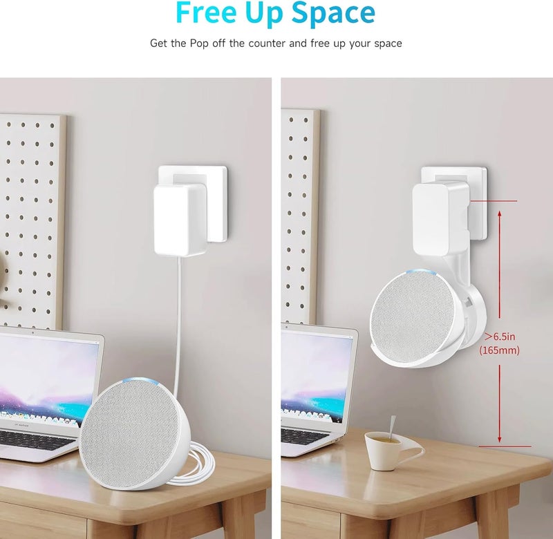 ZUOLACO Wall Mount Holder for Pop, Outlet Hanger Stand for Pop, Built-in Cable Management, White - Image 3