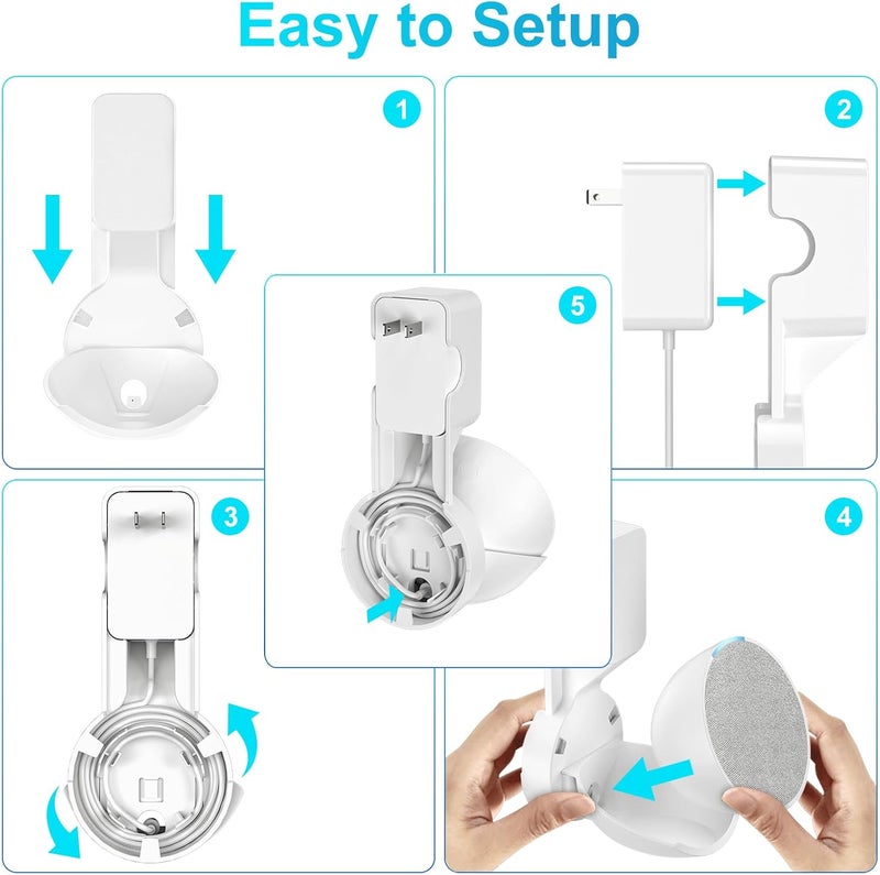 ZUOLACO Wall Mount Holder for Pop, Outlet Hanger Stand for Pop, Built-in Cable Management, White - Image 5