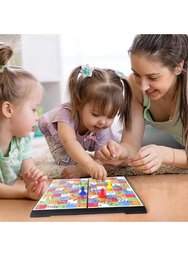 KIDAMI Magnetic Snakes and Ladders Game Set with Storage Box, Folding Design and Light-Weight, Gift for Kids and Adults. - Image 1