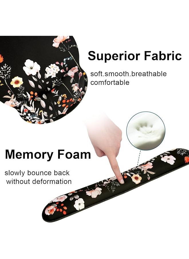 Mouse Pad With Wrist Rest And Keyboard Wrist Rest Set Memory Foam Wrist Rest For Computer Keyboard Easy Typing Pain Relief Mouse Pad Wrist Support For Gaming Office Laptop Garden Flower