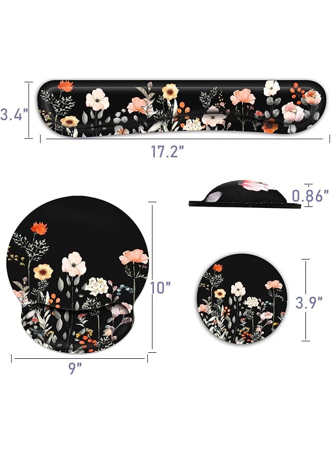 Mouse Pad With Wrist Rest And Keyboard Wrist Rest Set Memory Foam Wrist Rest For Computer Keyboard Easy Typing Pain Relief Mouse Pad Wrist Support For Gaming Office Laptop Garden Flower