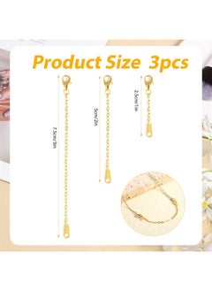 KINBOM 3pcs Sterling Silver Necklace Extenders, 1/2/3 Inches Necklace Extension Chain Jewelry Extenders Extension Chain for Jewelry Making Necklace Bracelet Anklet (Gold)  - Image 1