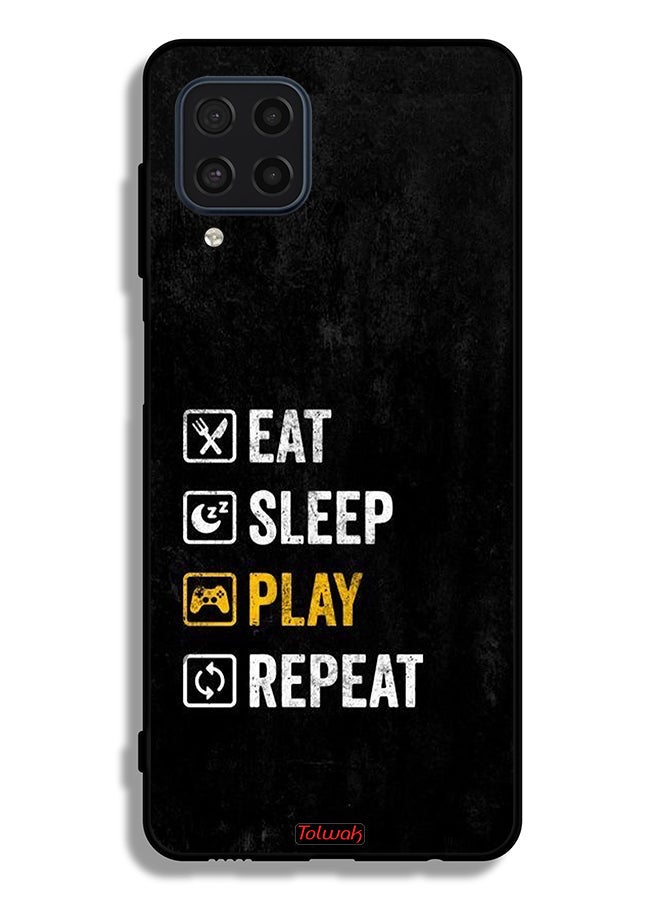 Tolwak Samsung Galaxy M32 4G Protective Case Cover Eat Sleep Play Repeat - Image 2