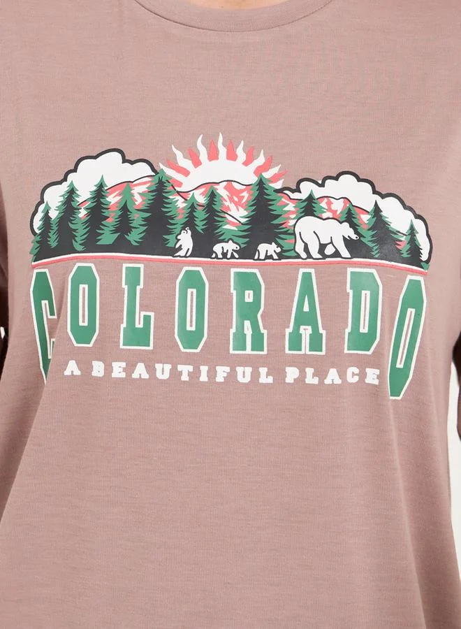Styli Oversized Colorado Graphic Longline T-Shirt