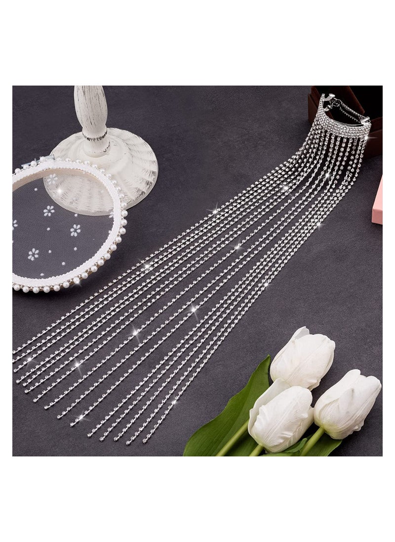 MissTiara - Rhinestones Long Chain Tassel Hairwear Braid Hair Shiny Hairpin for Women Girls Jewelry Ponytail Holder  Chains Length 40cm - Image 1