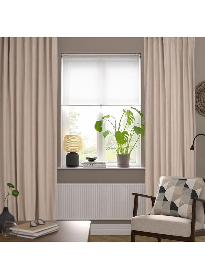 Zaboon Curtains, 1 pair, with heading tape/light beige, 140x300 cm - Image 2