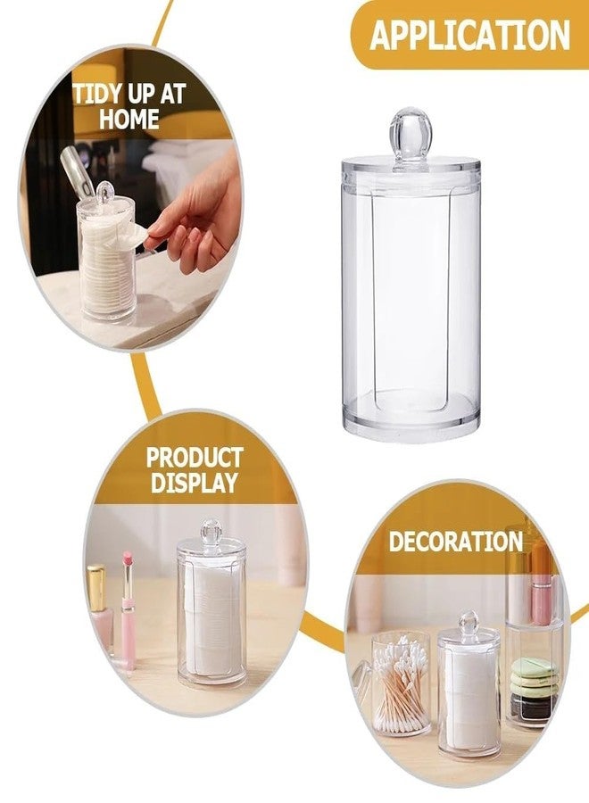 PRAMANTA Acrylic Cottonswab Storage Dispenser, Clear Cotton Ball Holder Cotton/Earbud Holder Storage Box, Cosmetics Makeup Remove Wipes Storage Holder Box for Women Organizer Container (1Set of 2Pcs) - Image 5