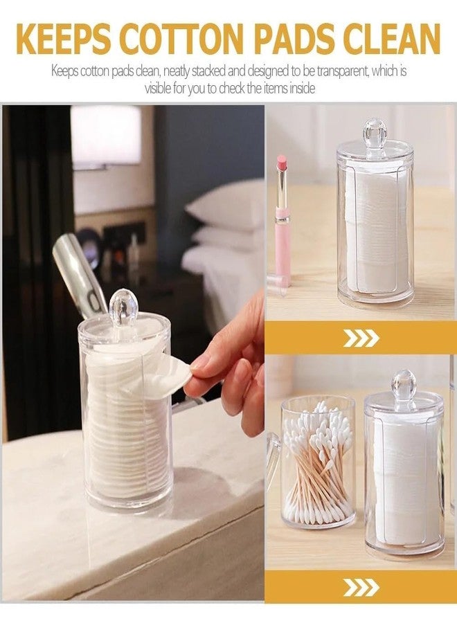 PRAMANTA Acrylic Cottonswab Storage Dispenser, Clear Cotton Ball Holder Cotton/Earbud Holder Storage Box, Cosmetics Makeup Remove Wipes Storage Holder Box for Women Organizer Container (1Set of 2Pcs) - Image 3