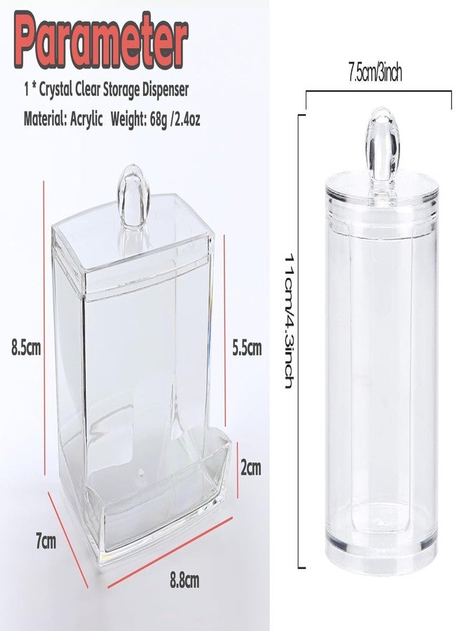PRAMANTA Acrylic Cottonswab Storage Dispenser, Clear Cotton Ball Holder Cotton/Earbud Holder Storage Box, Cosmetics Makeup Remove Wipes Storage Holder Box for Women Organizer Container (1Set of 2Pcs) - Image 2